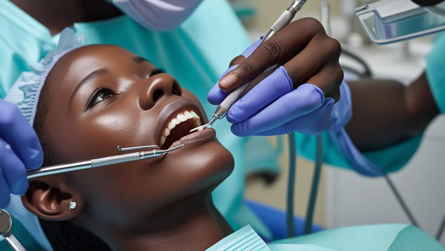 Dentist performing tooth extraction at DentMind CBD Dental Centre Nairobi CBD