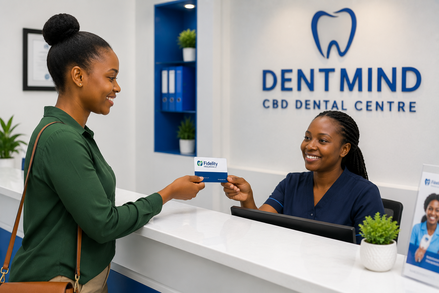 Patient using Fidelity Insurance dental cover at a Nairobi CBD dental clinic