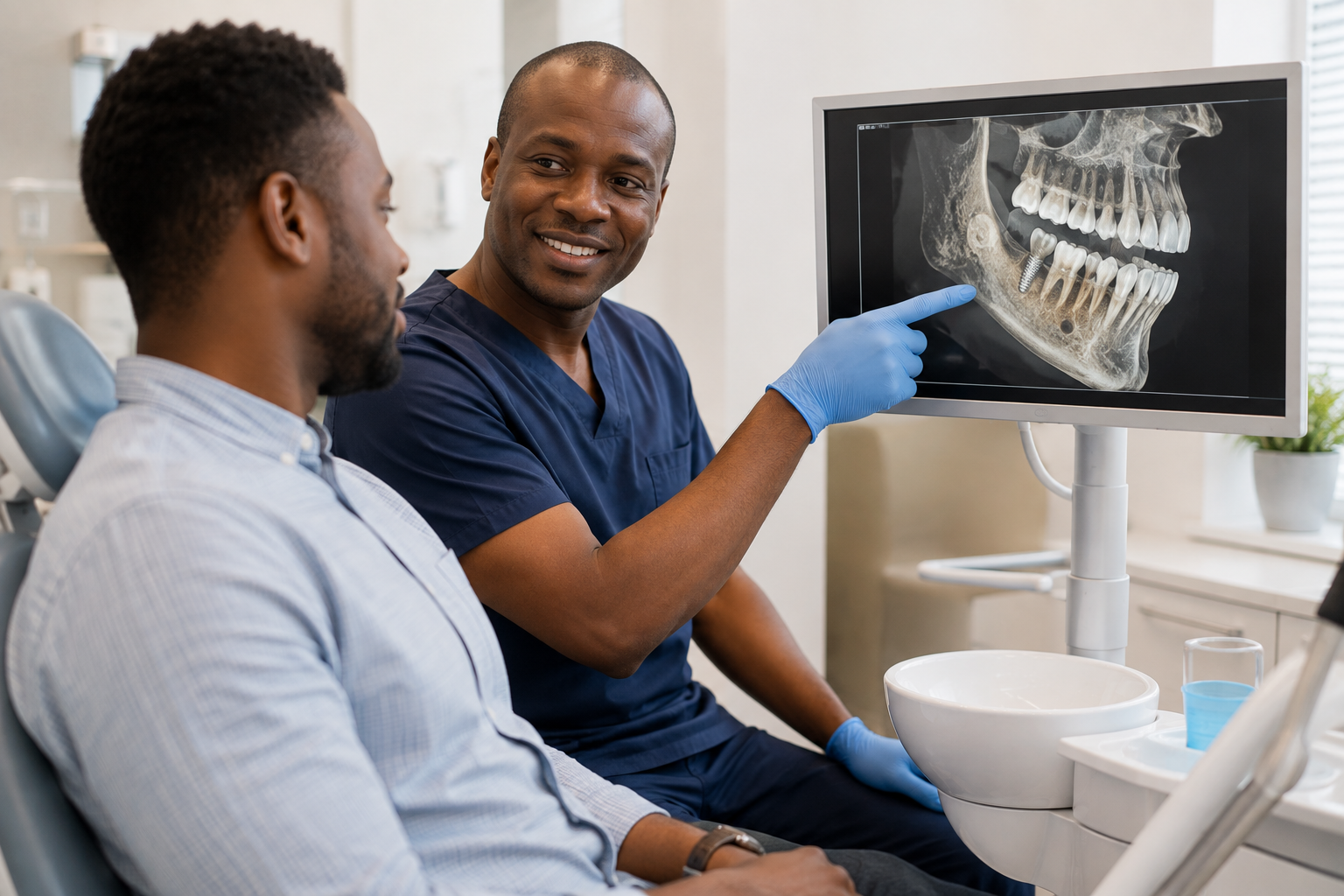 patient consultation before a dental implant procedure at a Nairobi dental clinic.