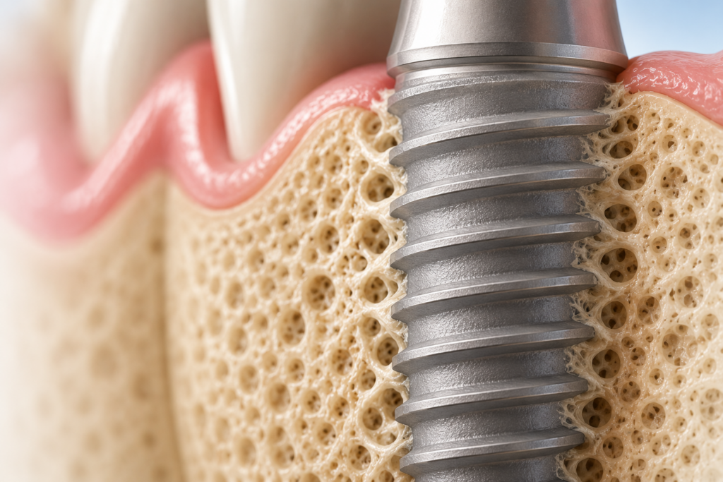 healing and osseointegration around a dental implant.