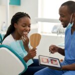 Crooked teeth treatment Nairobi CBD consultation with a dentist.