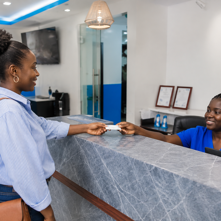 patient using Old Mutual dental cover at a Nairobi CBD dental clinic.