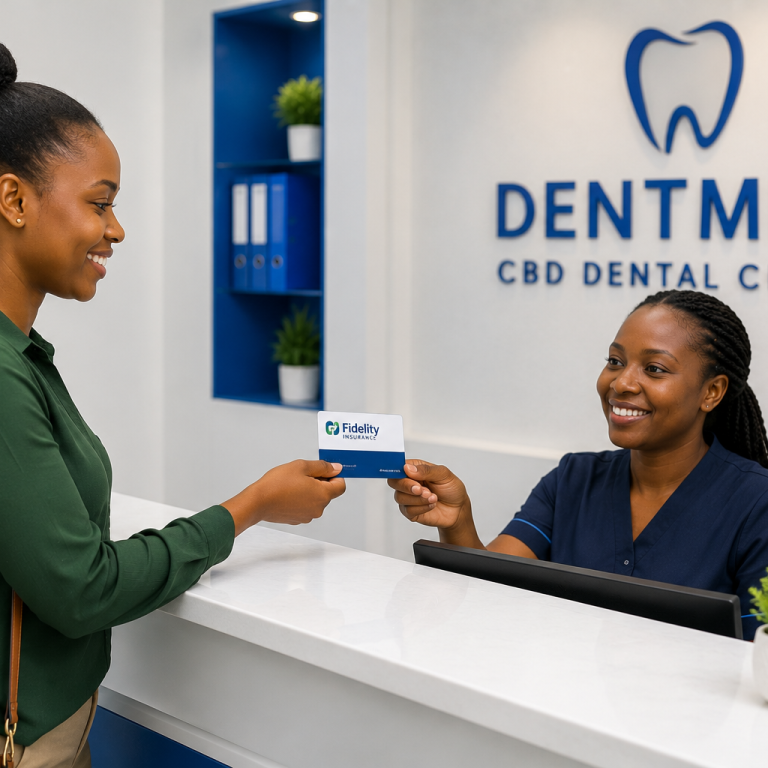 Patient using Fidelity Insurance dental cover at a Nairobi CBD dental clinic