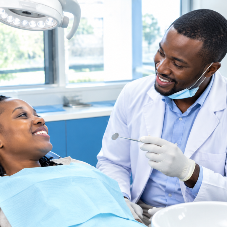 Patient having a dental check-up in Nairobi CBD.